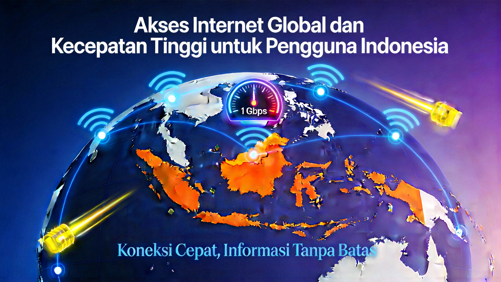 Ilustrasi akses internet global dan kecepatan tinggi untuk pengguna Indonesia