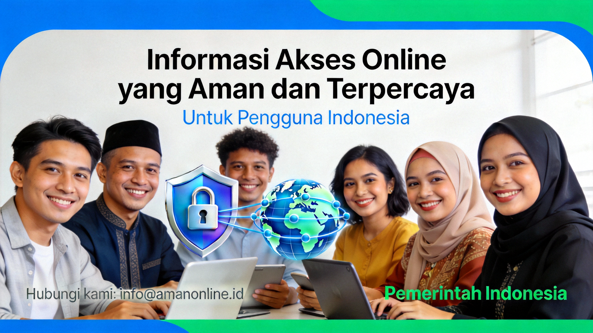 Banner informasi akses online yang aman dan terpercaya untuk pengguna Indonesia