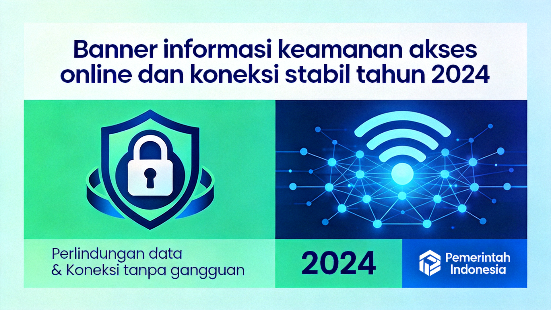 Banner informasi keamanan akses online dan koneksi stabil tahun 2024