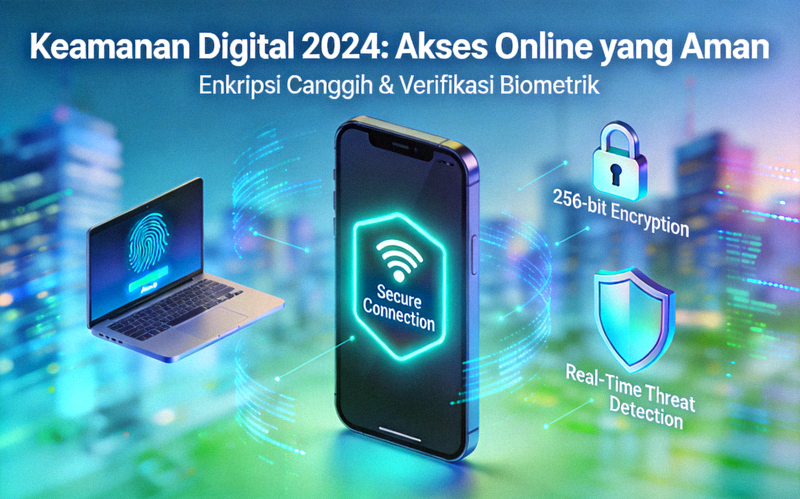 Ilustrasi konsep keamanan digital dan akses online yang aman di tahun 2024